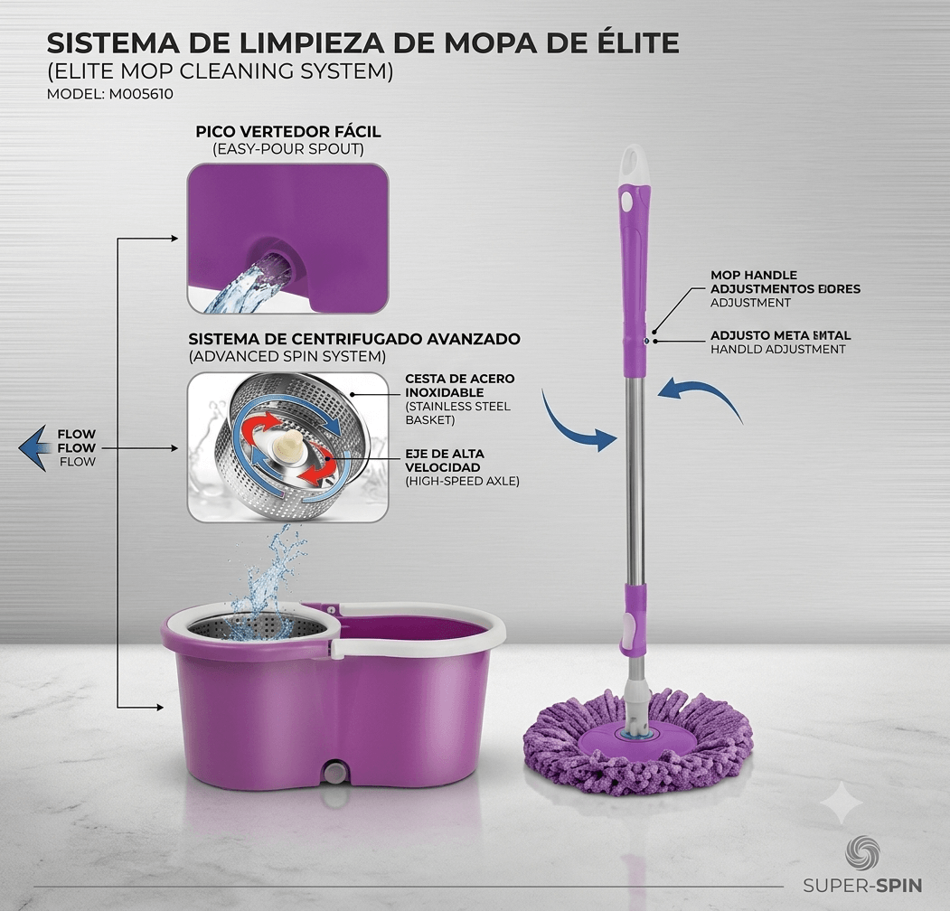 Mopa Giratoria con Centrifugado de Acero